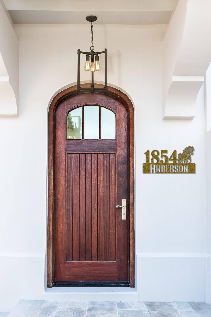 Custom Address Metal Sign With Horse