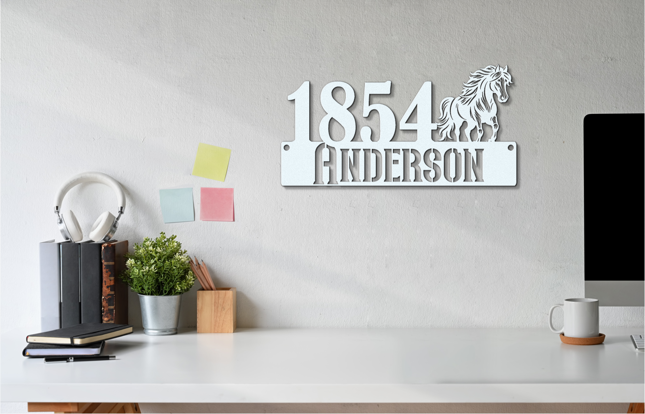 Custom Address Metal Sign With Horse