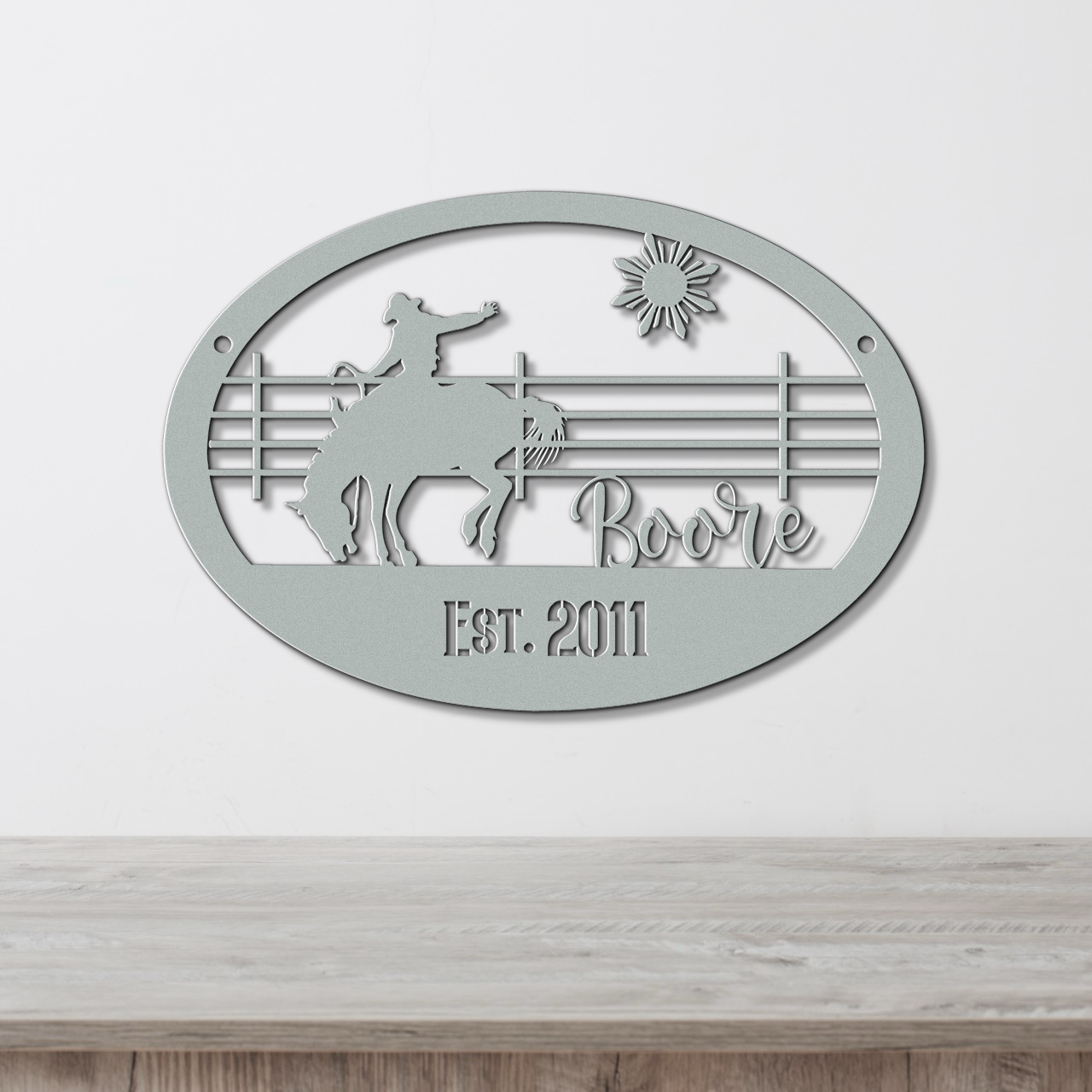 Custom Name Saddle Bronc Horse Metal Sign