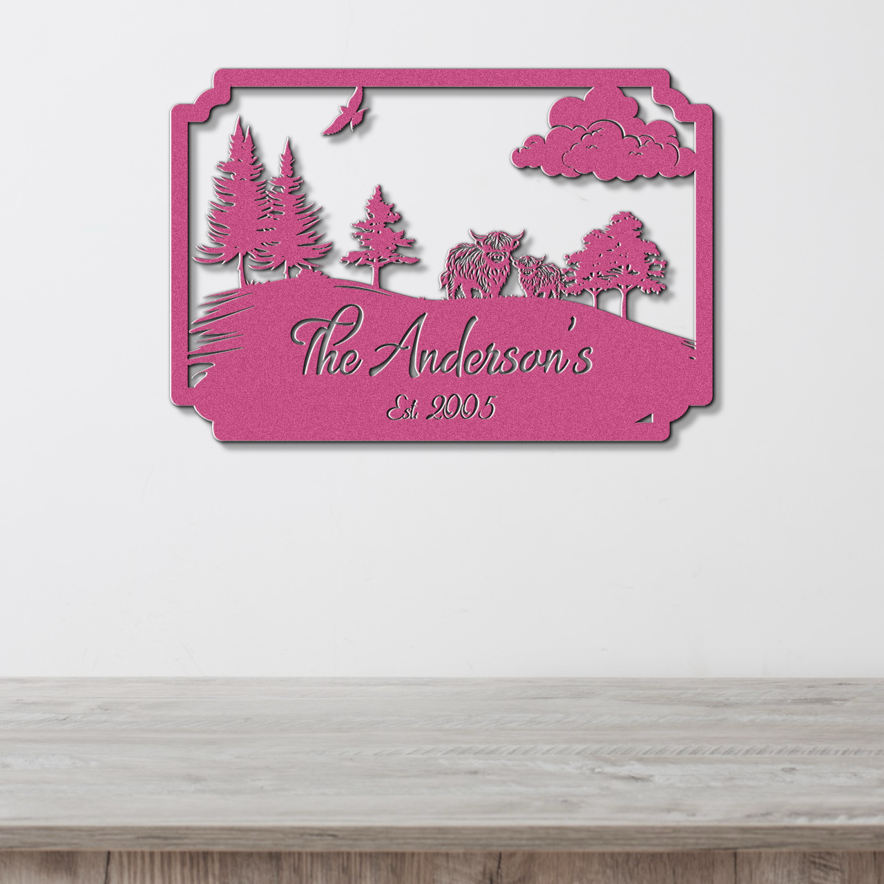 Custom Highland Cow Metal Sign