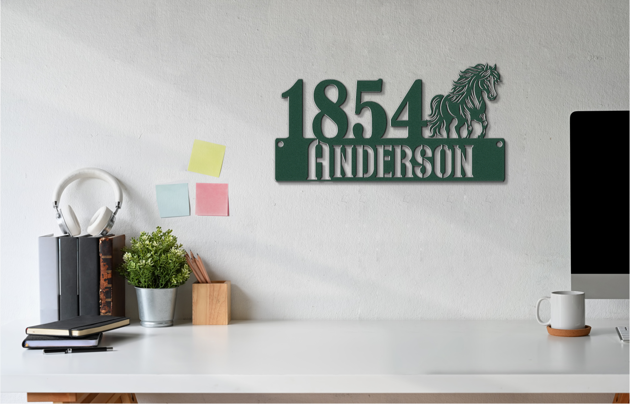 Custom Address Metal Sign With Horse