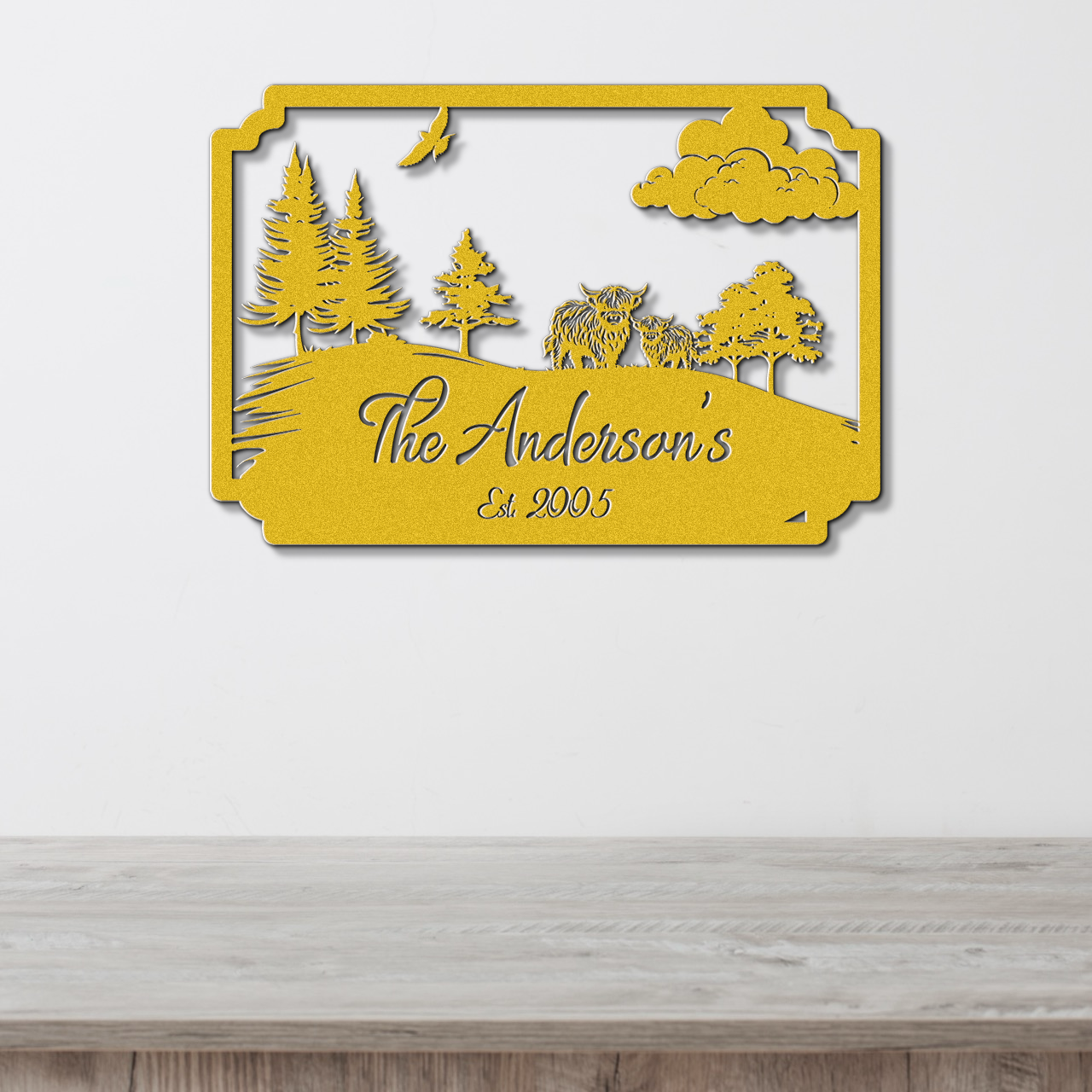 Custom Highland Cow Metal Sign