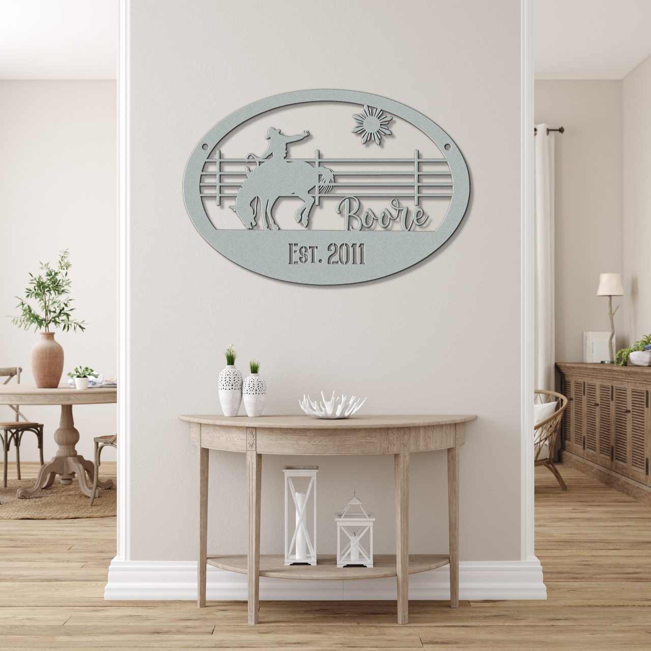Custom Name Saddle Bronc Horse Metal Sign
