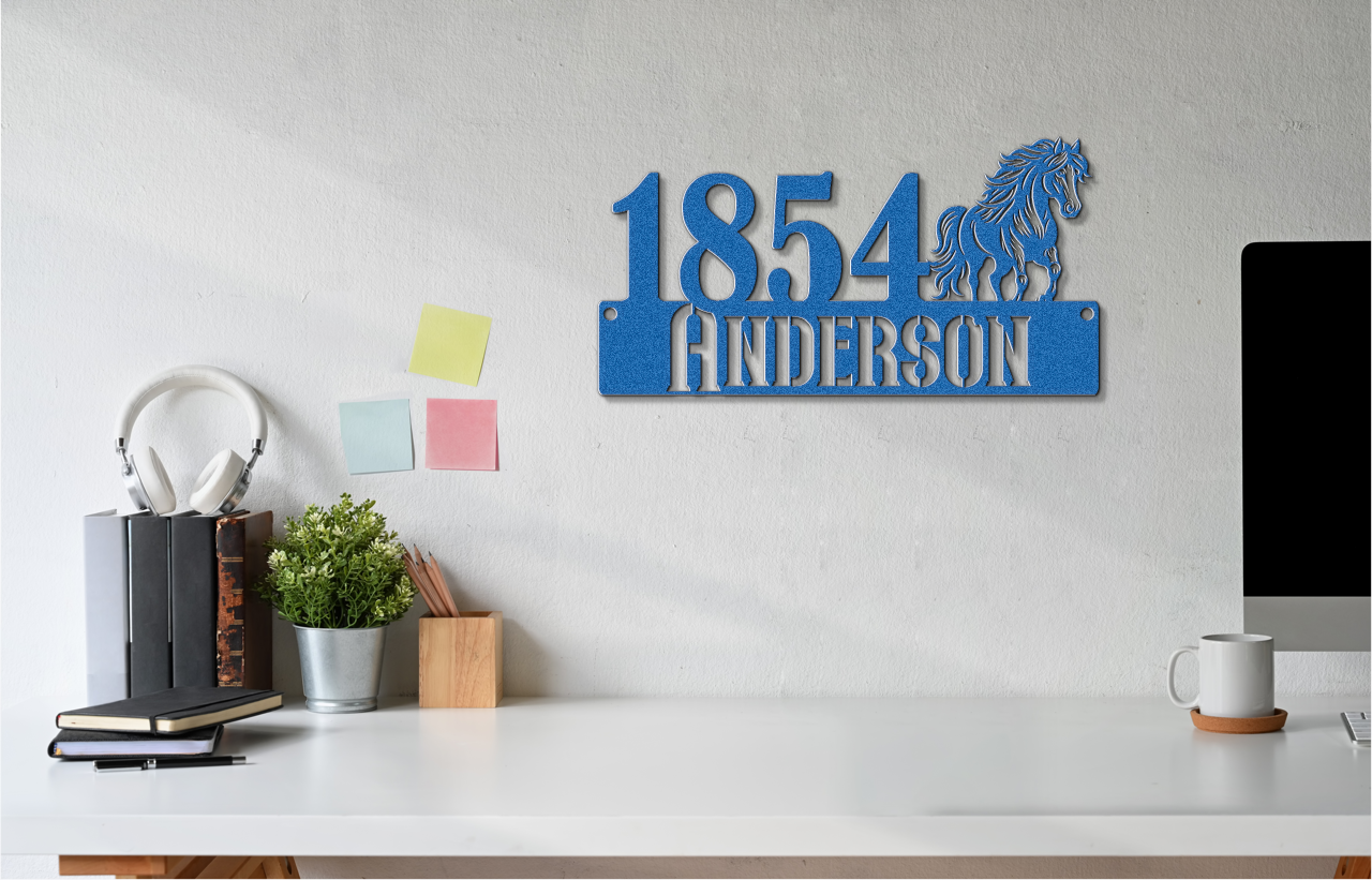Custom Address Metal Sign With Horse
