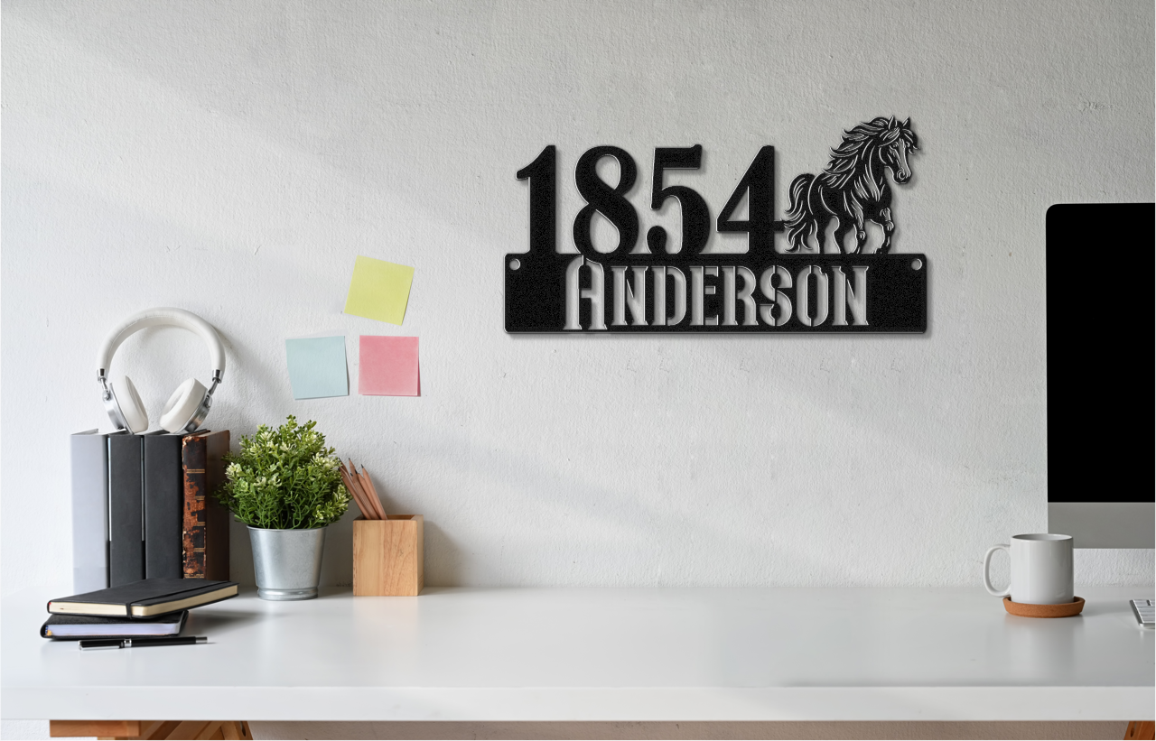 Custom Address Metal Sign With Horse