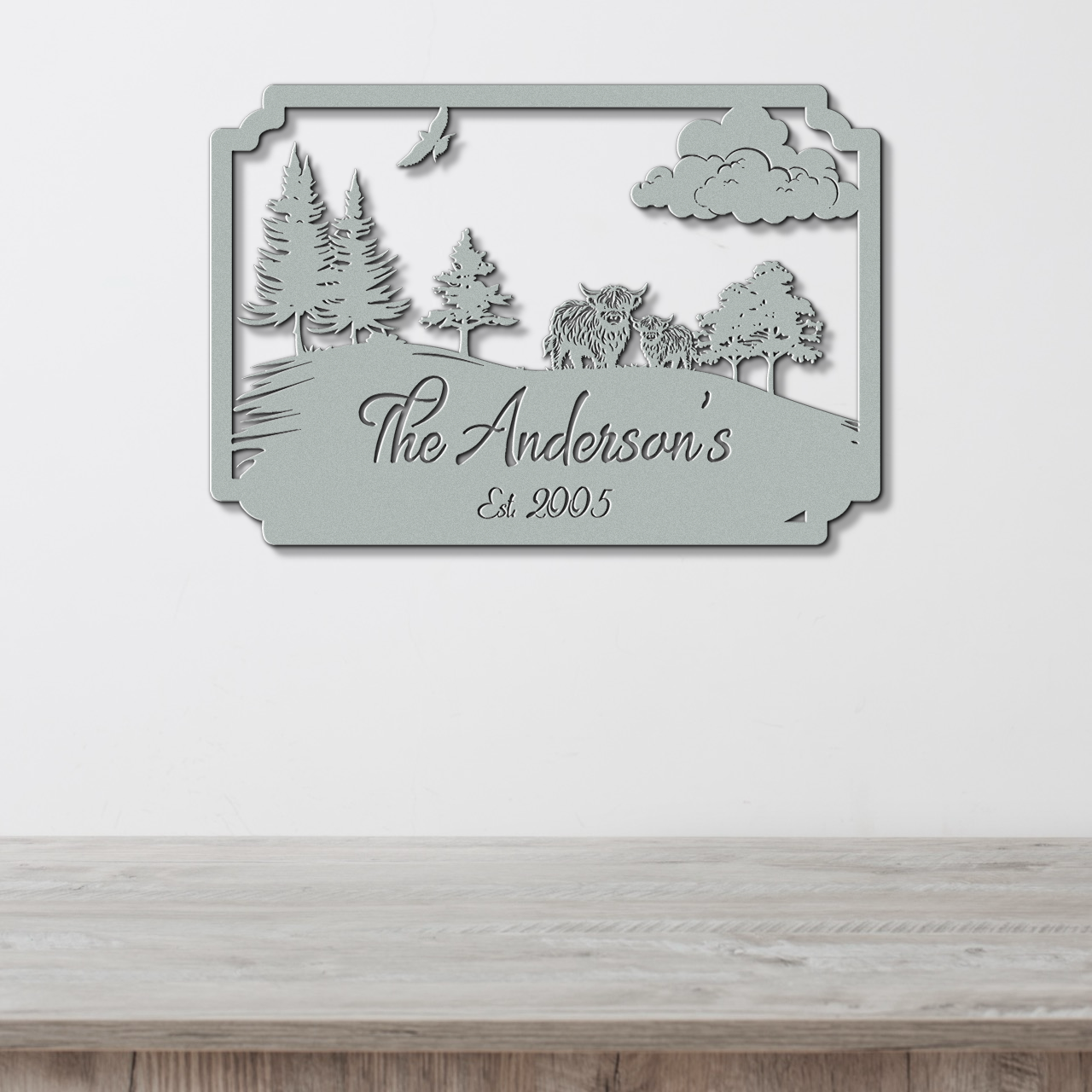 Custom Highland Cow Metal Sign