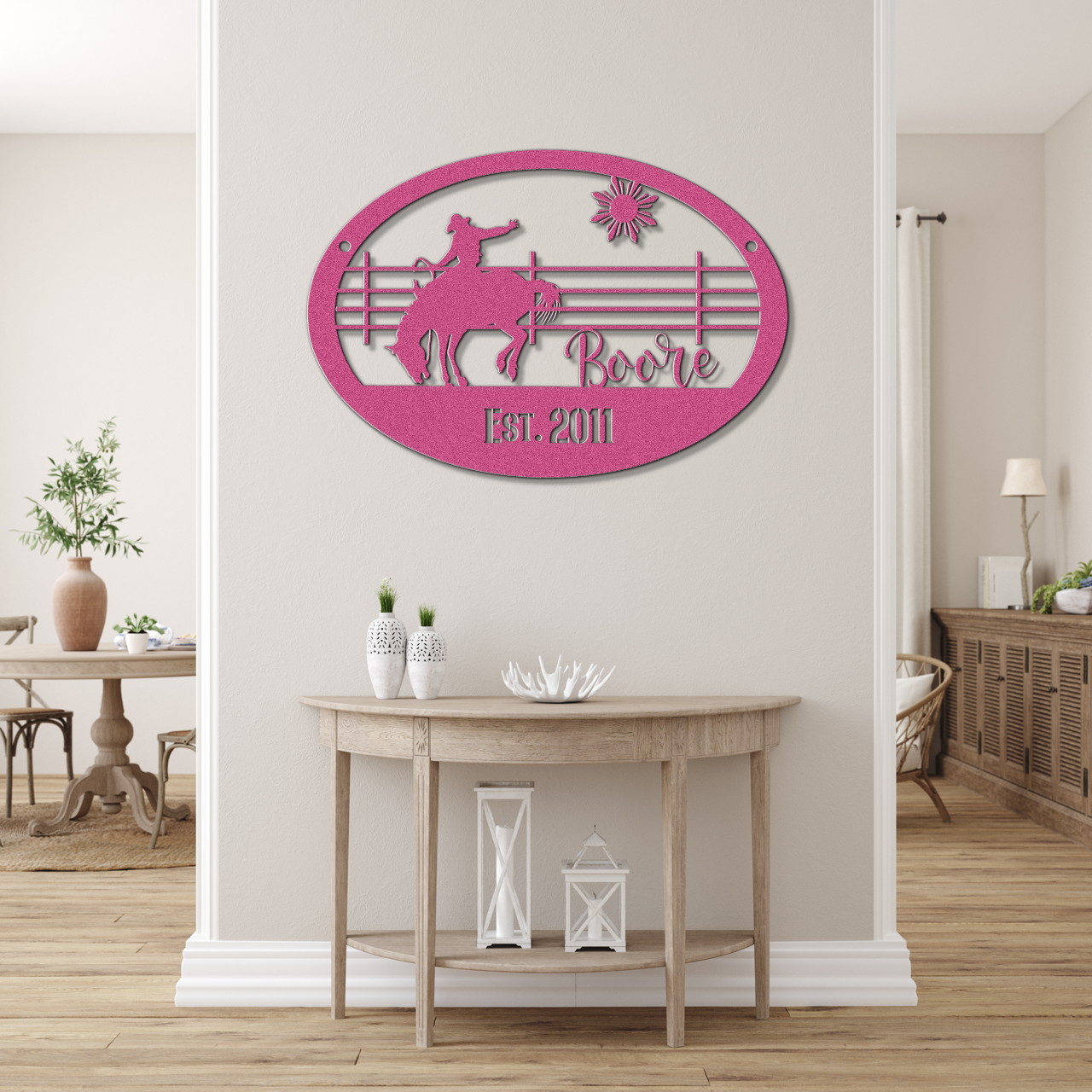 Custom Name Saddle Bronc Horse Metal Sign