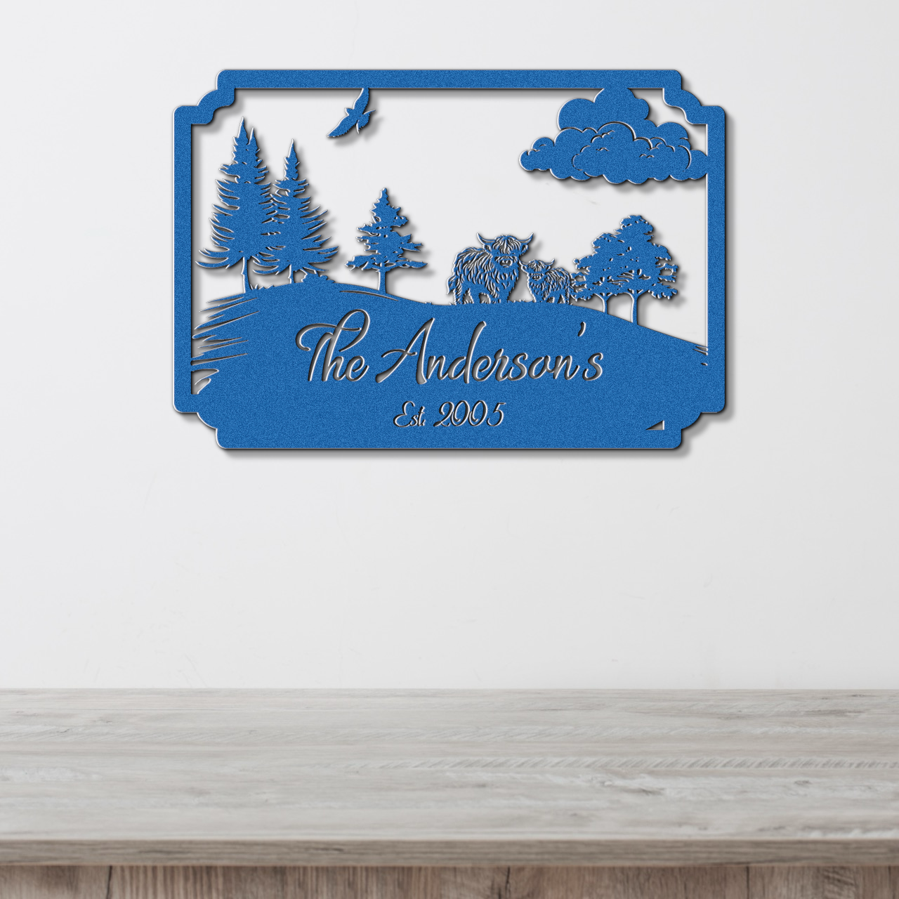 Custom Highland Cow Metal Sign