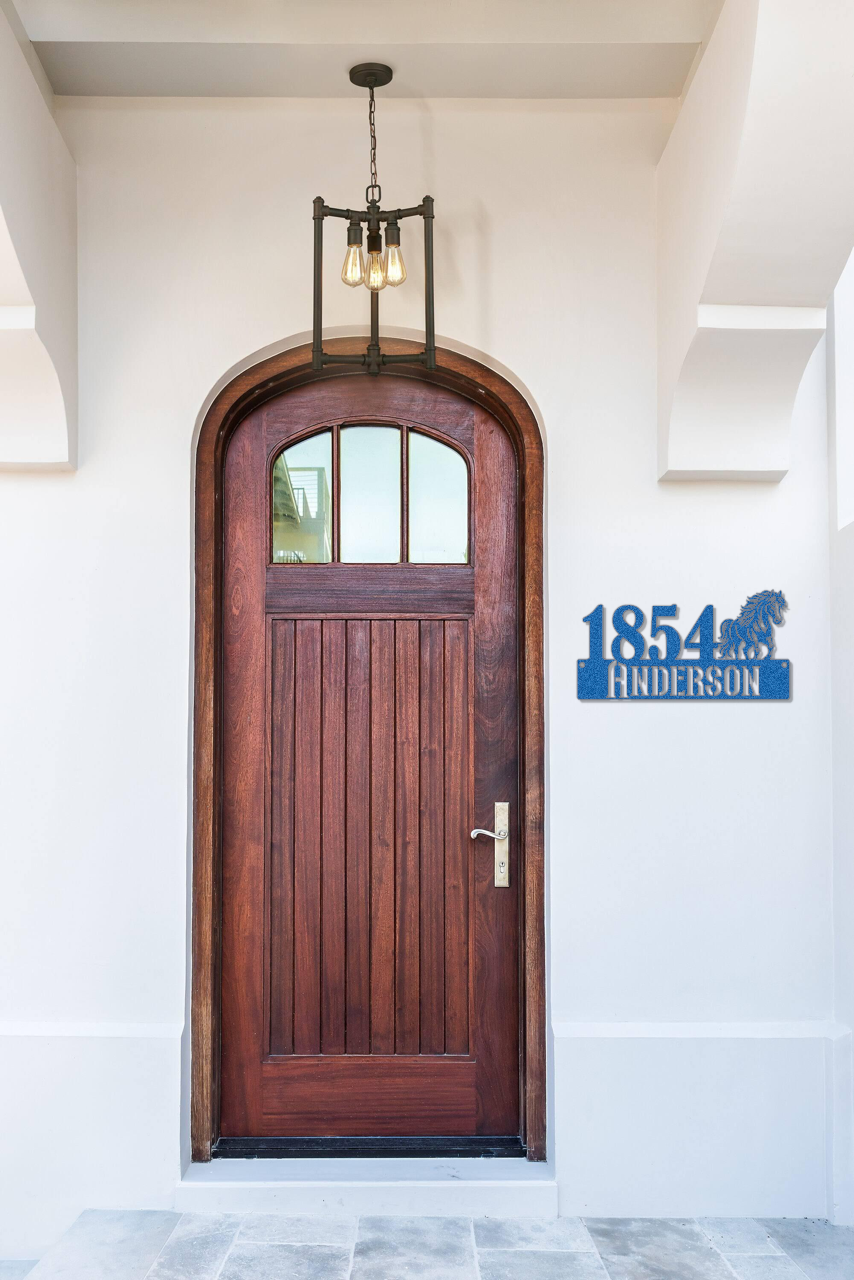 Custom Address Metal Sign With Horse