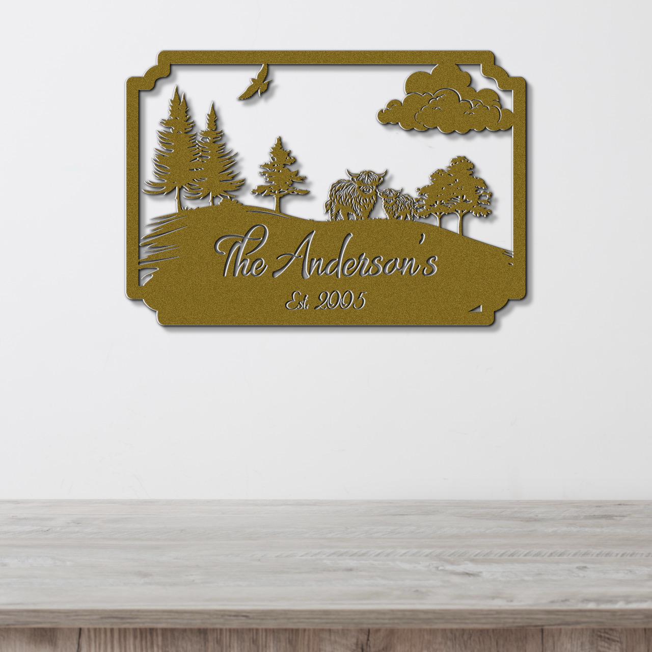 Custom Highland Cow Metal Sign