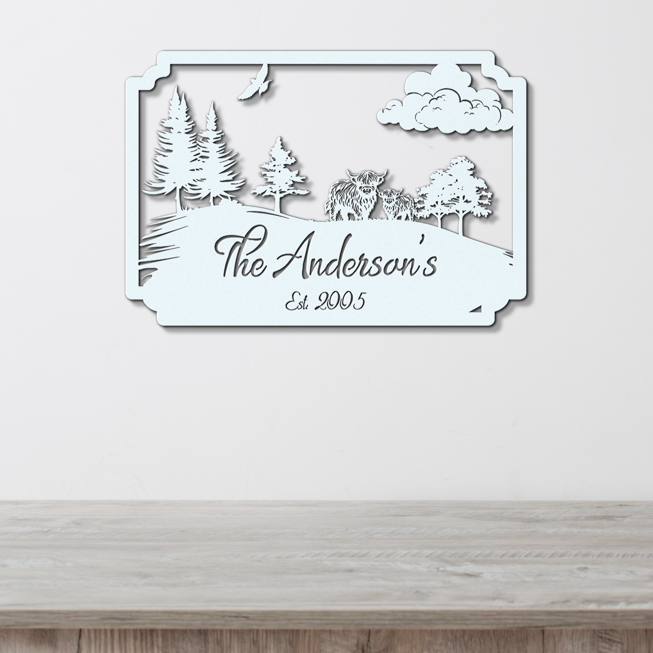 Custom Highland Cow Metal Sign