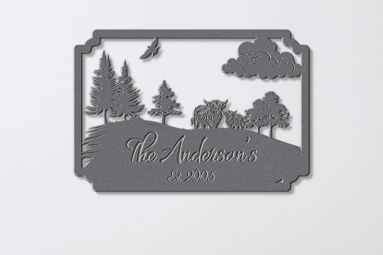 Custom Highland Cow Metal Sign