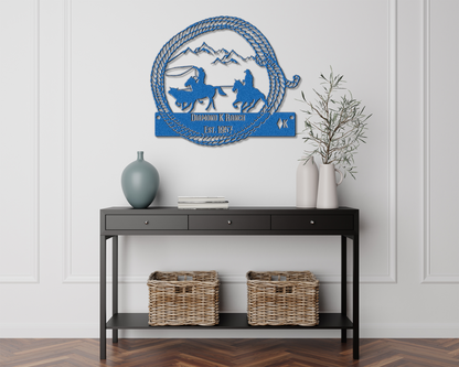 Custom Team Roping Metal Sign