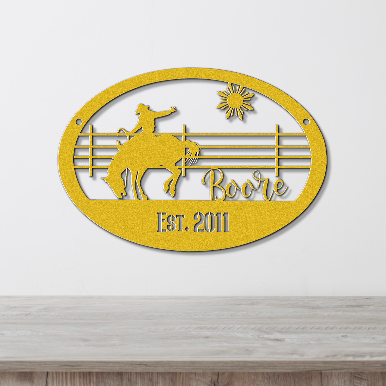 Custom Name Saddle Bronc Horse Metal Sign