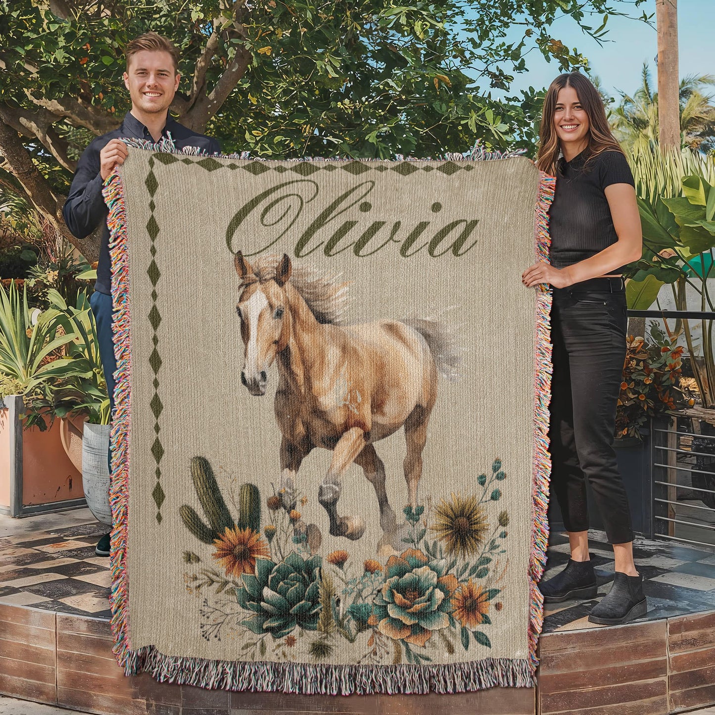 Personalized Woven Horse Blanket