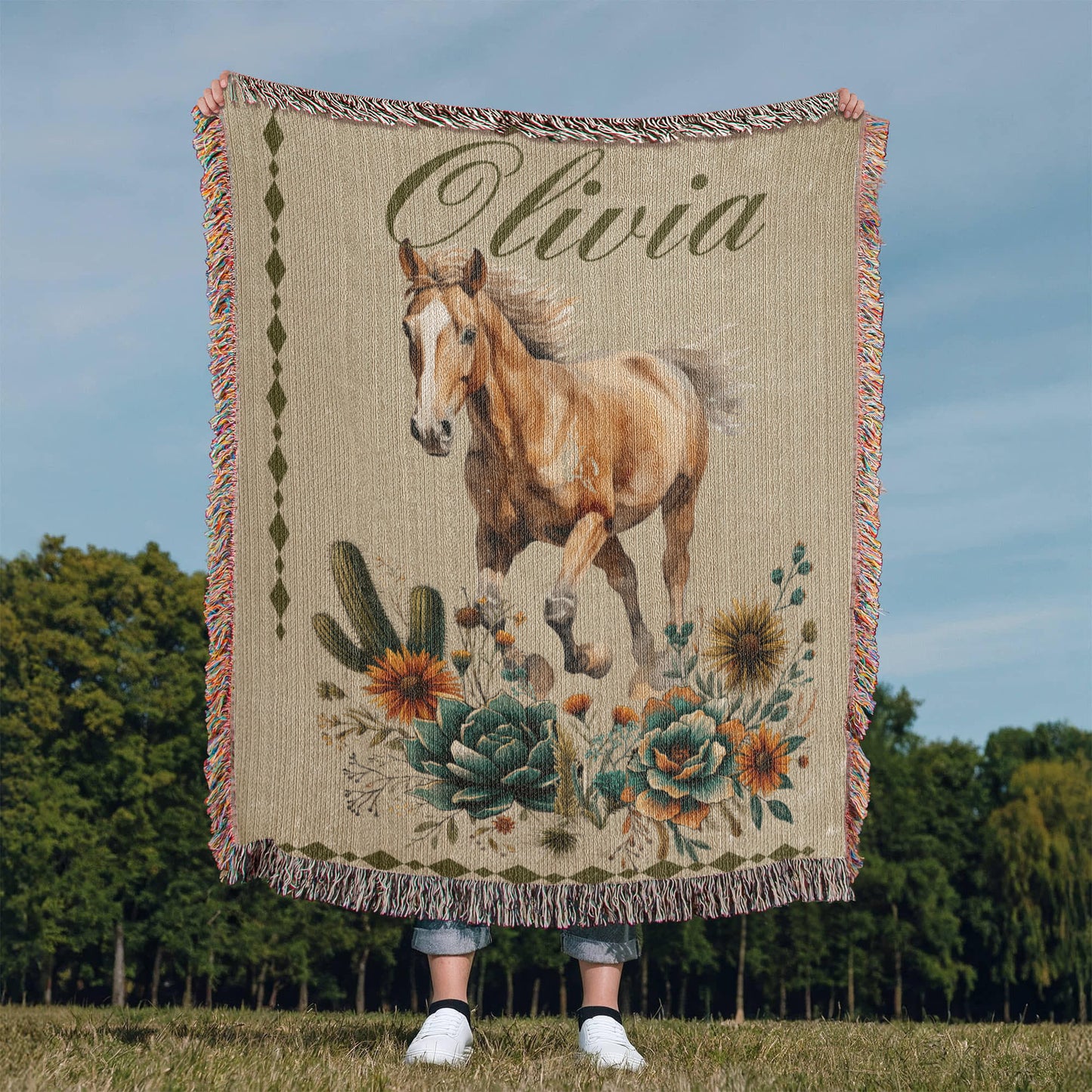 Personalized Woven Horse Blanket