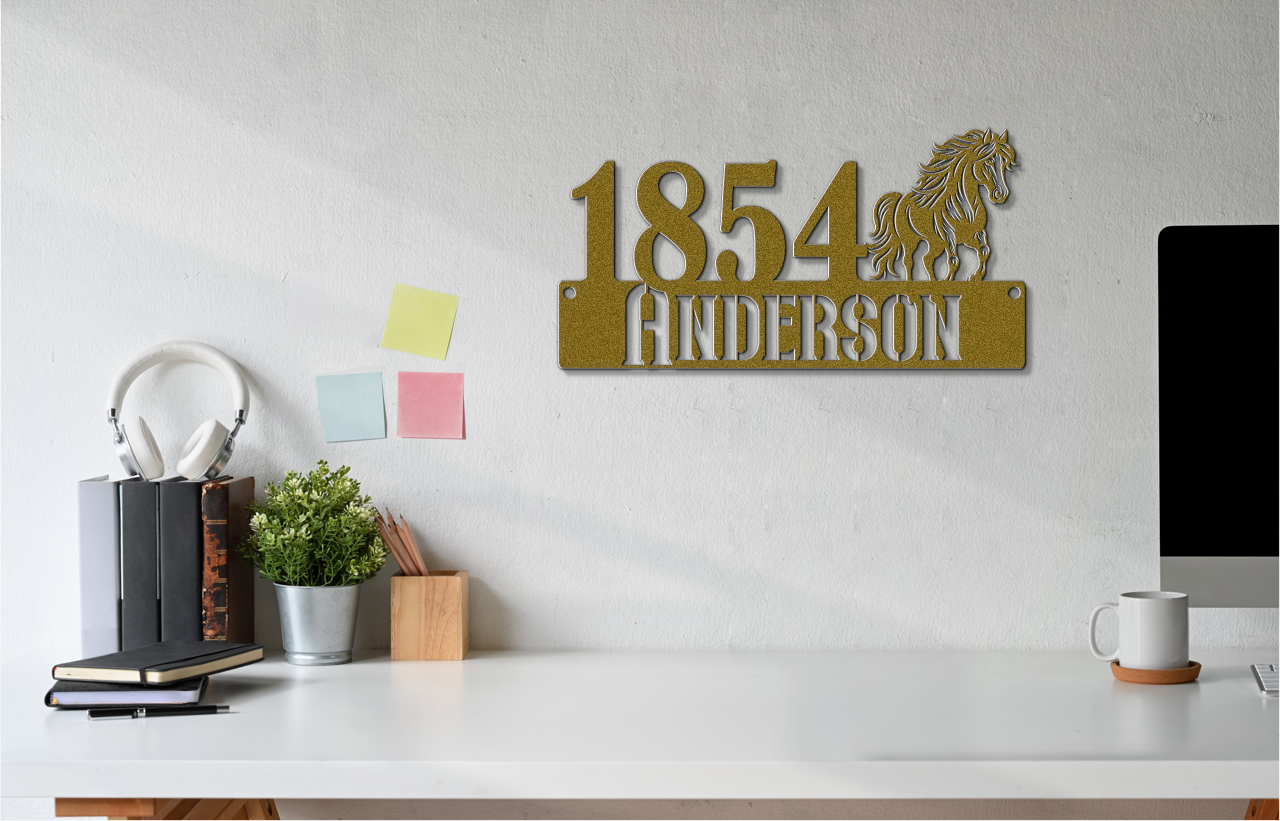 Custom Address Metal Sign With Horse