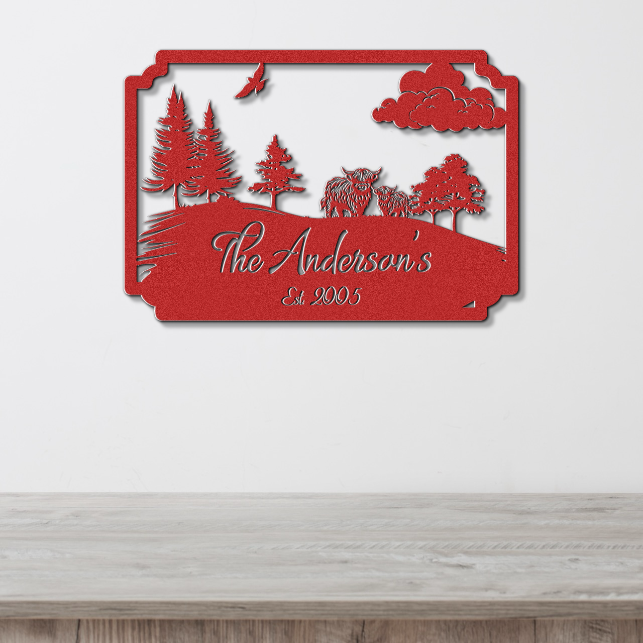 Custom Highland Cow Metal Sign