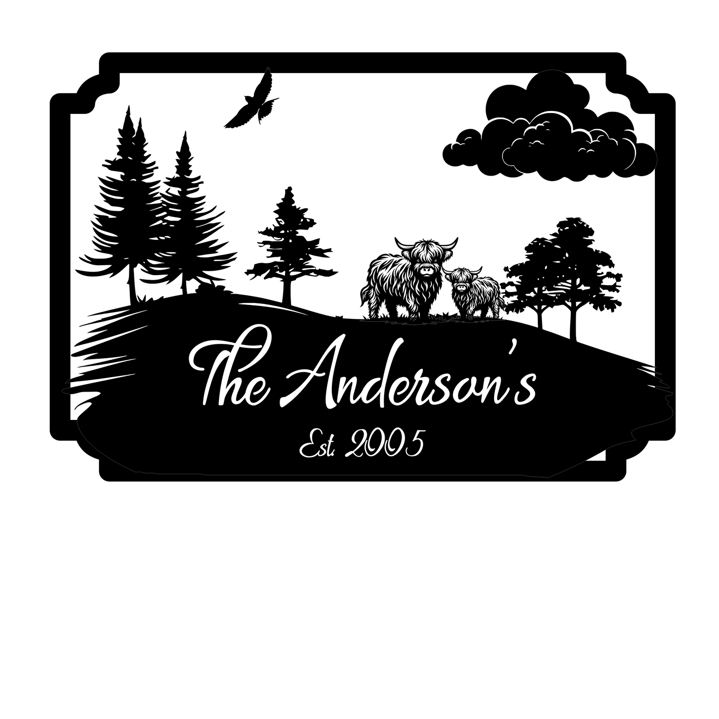 Custom Highland Cow Metal Sign