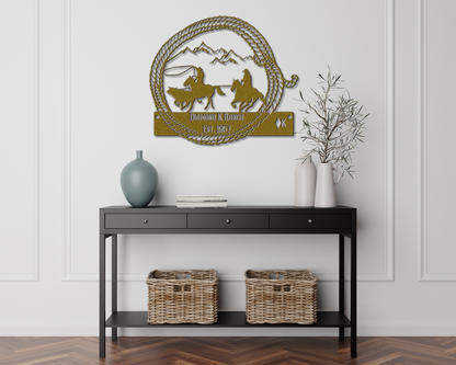 Custom Team Roping Metal Sign