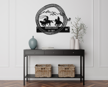 Custom Team Roping Metal Sign