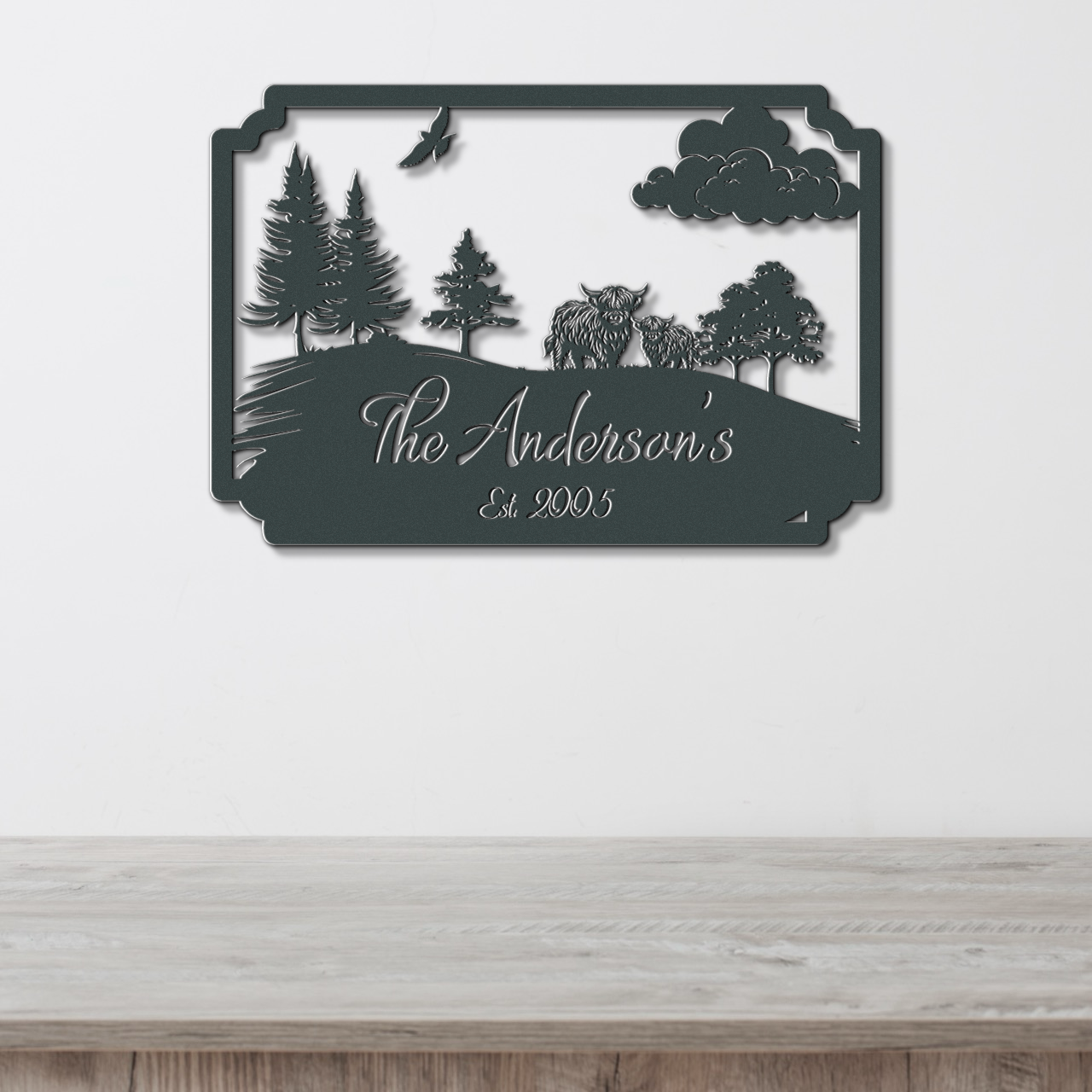 Custom Highland Cow Metal Sign