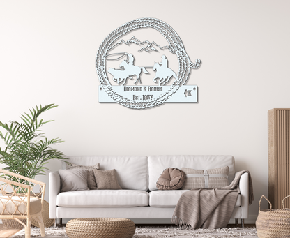 Custom Team Roping Metal Sign