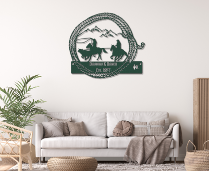 Custom Team Roping Metal Sign